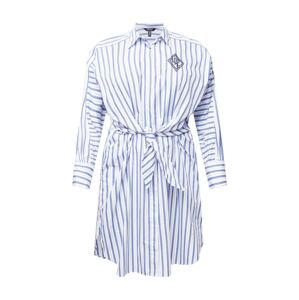 Lauren Ralph Lauren Plus Košeľové šaty 'ESSIEN'  biela / svetlomodrá / kobaltovomodrá / čierna
