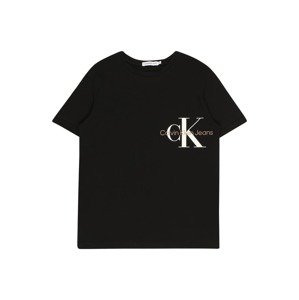 Calvin Klein Jeans Tričko 'GLOW IN THE DARK'  čierna / biela / svetlohnedá