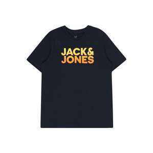 Jack & Jones Junior Tričko  oranžová / žltá / námornícka modrá