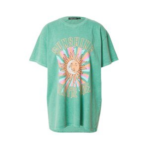 Nasty Gal Tričko 'Sunshine Graphic'  azúrová / zelená / oranžová / ružová