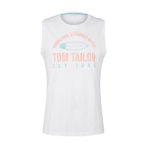 TOM TAILOR Tričko  biela / tyrkysová / koralová
