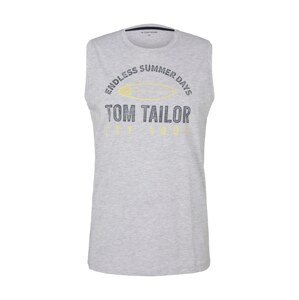 TOM TAILOR Tričko  svetložltá / tmavomodrá / sivá melírovaná