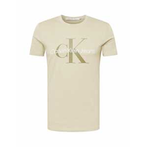 Calvin Klein Tričko  biela / olivová / farba ťavej srsti