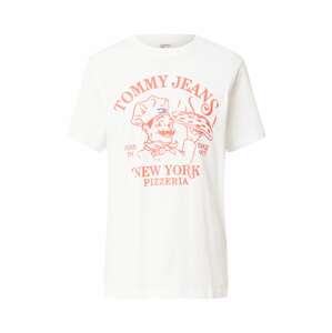 Tommy Jeans Tričko 'BEST PIZZA'  biela / modrá / svetločervená