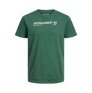 Jack & Jones Junior Tričko 'JORNATE'  tmavozelená / biela / žltá / modrá