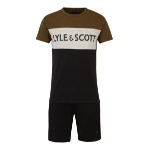 Lyle & Scott Krátke pyžamo 'STEVEN'  čierna / sivá melírovaná / hnedá