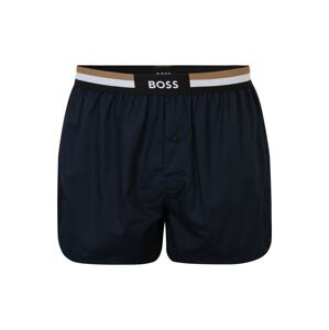 BOSS Black Pyžamové nohavice  námornícka modrá / biela / hnedá