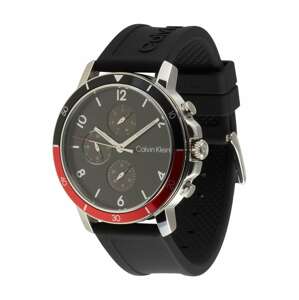 Calvin Klein Analógové hodinky 'Gauge Sport'  čierna / strieborná / červená / svetlosivá