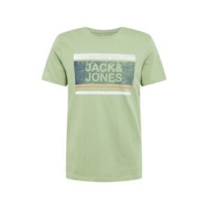 JACK & JONES Tričko 'BRYAN'  námornícka modrá / svetlozelená / mandarínková / biela