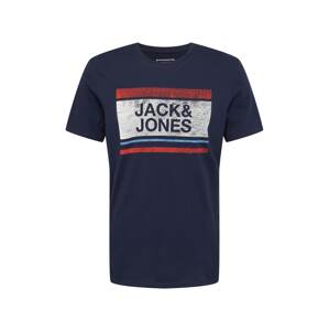 JACK & JONES Tričko 'BRYAN'  námornícka modrá / svetlomodrá / červená / biela
