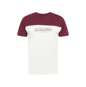JACK & JONES Tričko 'DAN'  biela / farba lesného ovocia / námornícka modrá
