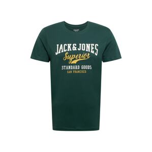 JACK & JONES Tričko  žltá / smaragdová / biela