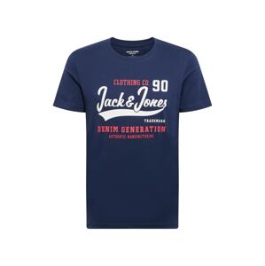 JACK & JONES Tričko  námornícka modrá / svetločervená / biela