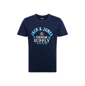 JACK & JONES Tričko  námornícka modrá / vodová / biela
