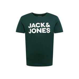 JACK & JONES Tričko  jedľová / biela