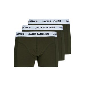 JACK & JONES Boxerky  tmavozelená / čierna / biela