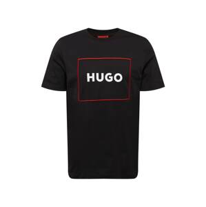 HUGO Tričko 'Dumex'  čierna / červená / biela