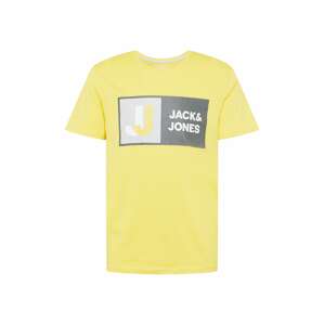 JACK & JONES Tričko 'LOGAN'  žltá / biela / sivá / tmavosivá
