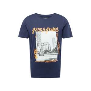 JACK & JONES Tričko 'CRAWL'  námornícka modrá / biela / sivá / oranžová