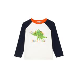 Cath Kidston Tričko 'Dinosaur Roar'  biela / tmavomodrá / neónovo oranžová / jablková