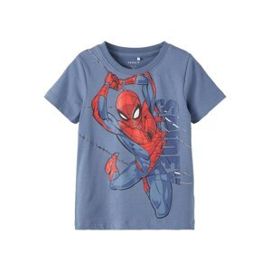 NAME IT Tričko 'Jeppe Spiderman'  modrá / modrosivá / červená
