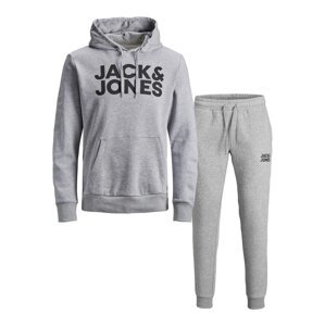 JACK & JONES Joggingová súprava  sivá melírovaná / čierna