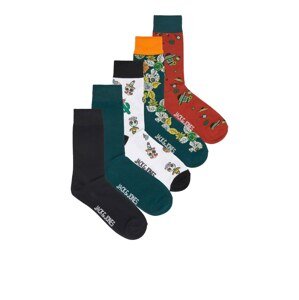 JACK & JONES Ponožky 'MEXICAN SKULL'  tmavozelená / červená / čierna / biela