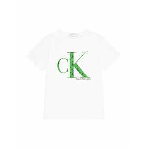Calvin Klein Jeans Tričko  biela / zelená / čierna