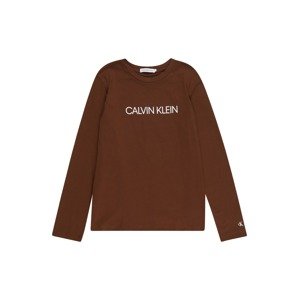 Calvin Klein Tričko  čokoládová / biela