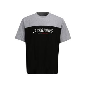 JACK & JONES Tričko  čierna / sivá / biela