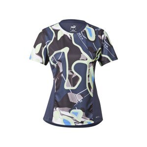 PUMA Funkčné tričko  námornícka modrá / tmavomodrá / svetlosivá / limetová