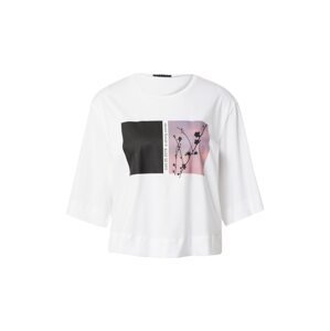 Sisley Tričko  biela / čierna / fialová / ružová