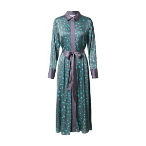 DELICATELOVE Košeľové šaty 'MINA'  svetlomodrá / hnedá / zelená