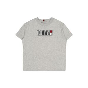 TOMMY HILFIGER Tričko  sivá melírovaná / tmavomodrá / biela / ohnivo červená