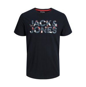 JACK & JONES Tričko 'RAMP'  čierna / tmavosivá / svetlosivá / koralová