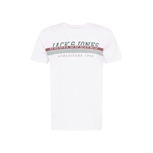JACK & JONES Tričko 'Iron'  biela / zelená / pastelovo červená