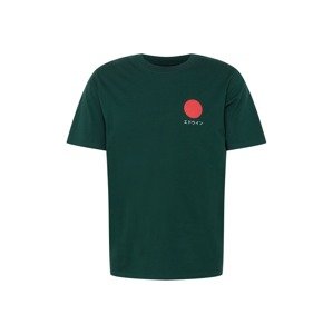 EDWIN Tričko 'Japanese Sun'  tmavozelená / svetločervená / biela