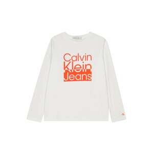 Calvin Klein Tričko  biela / mandarínková
