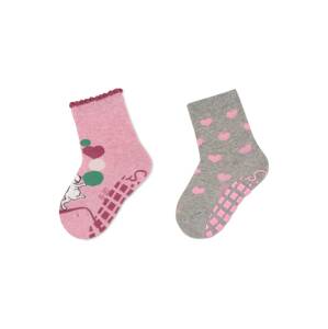 STERNTALER Ponožky  sivá melírovaná / ružová / červená