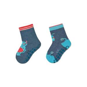STERNTALER Ponožky  dymovo modrá / modrosivá / ohnivo červená / čierna