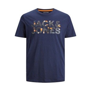 JACK & JONES Tričko 'RAMP'  námornícka modrá / sivá / tmavosivá / oranžová