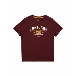 Jack & Jones Junior Tričko 'STAMP'  vínovo červená / zlatá žltá / biela