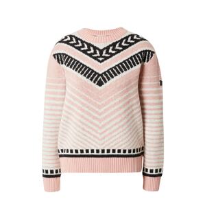 ROXY Športový sveter  ružová / čierna / biela