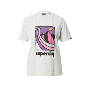 Superdry Tričko  sivá melírovaná / fialová / ružová / čierna